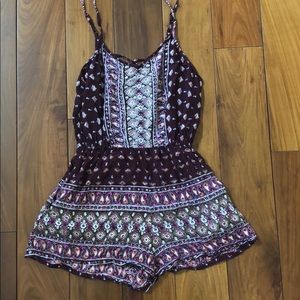 Maroon pattern romper